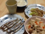 ししゃも、高野豆腐、今朝食べるはずだった昨日の残り物