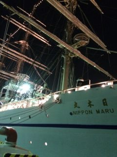 日本丸と海王丸ライトアップイベント